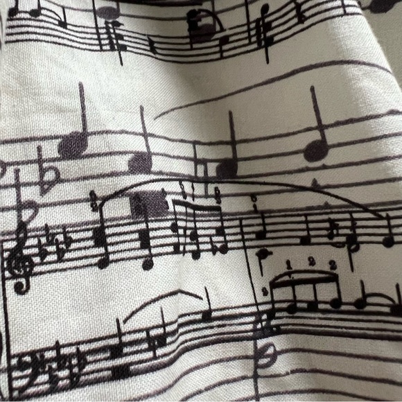 ModCloth Musical Note Dress Sleeveless Red Bow Knee Length Lined Women's size 6 - Picture 5 of 12